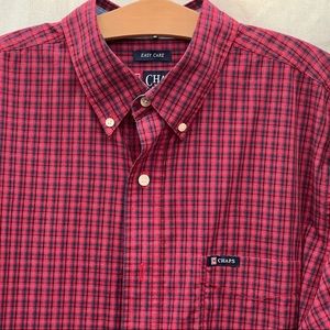 Chaps by Ralph Lauren red and blue checked easy care shirt sz L